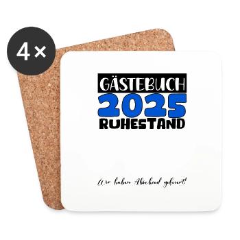 Rente 2025 Gästebuch Pension Ruhestand Oma Opa - Untersetzer (4er-Set) - Weiß - Vorne