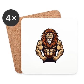 Lion Musculation Fitness Arts Martiaux MMA - Dessous de verre (lot de 4) - blanc - Devant