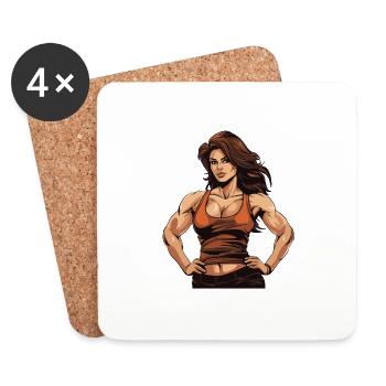 Femme Fitness Muscles Entraînement Gym Fille - Dessous de verre (lot de 4) - blanc - Devant