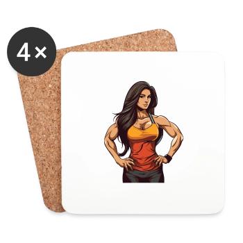 Woman Muscles Fbb Bodybuilding Girl Fitness - Coasters (set of 4) - white - Front