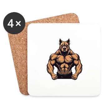 Dog Muscles Fitness Martial Arts MMA - Coasters (set of 4) - white - Front