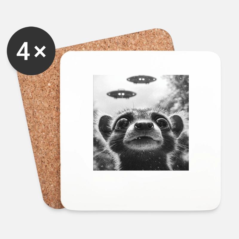 Nasenbär - Untersetzer (4er-Set) - Weiß