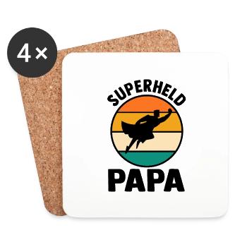 Père Papa Super-héros - Dessous de verre (lot de 4) - blanc - Devant