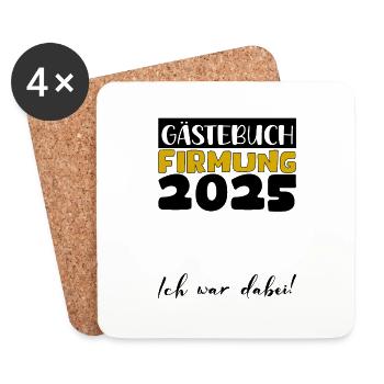 Confirmation 2025 Guest Book Gift Girls Boys - Coasters (set of 4) - white - Front