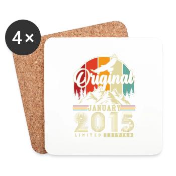 Original Janvier 2015 Vintage Anniversaire - Dessous de verre (lot de 4) - blanc - Devant