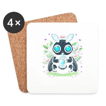 Mothman Bubble Tea - Coasters (set of 4) - white - Front