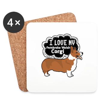 I Love My Pembroke Welsh Corgi - Coasters (set of 4) - white - Front