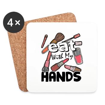I Eat With My Hands Makeup Artist - Coasters (set of 4) - white - Front