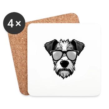 Portrait de chien Jack Russel Terrier cool - Dessous de verre (lot de 4) - blanc - Devant