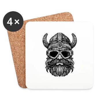 Guerrier du parti en chef viking - Dessous de verre (lot de 4) - blanc - Devant