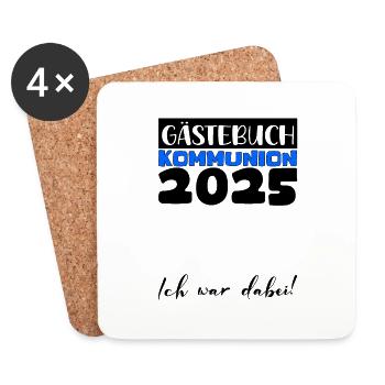 Communion 2025 Livre d’or Cadeau Fille Garçons - Dessous de verre (lot de 4) - blanc - Devant