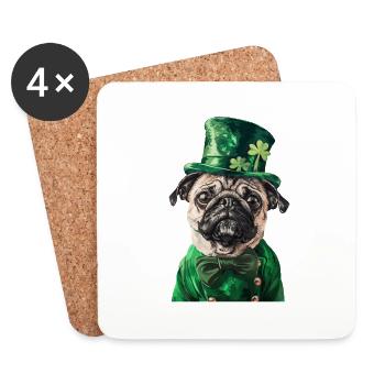 Mops - Untersetzer (4er-Set) - Weiß - Vorne