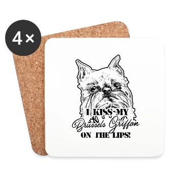 I Kiss My Brussels Griffon - Coasters (set of 4) - white - Front