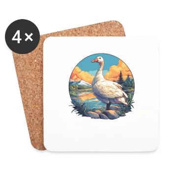 Gänse Gans - Untersetzer (4er-Set) - Weiß - Vorne