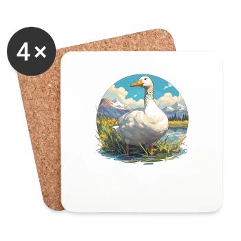 Gänse Gans - Untersetzer (4er-Set) - Weiß - Vorne
