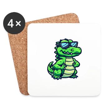 Alligator - Dessous de verre (lot de 4) - blanc - Devant