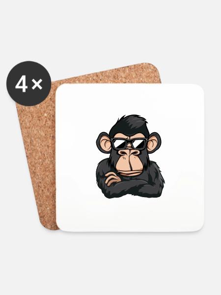 Affe Tier - Untersetzer (4er-Set) - Weiß