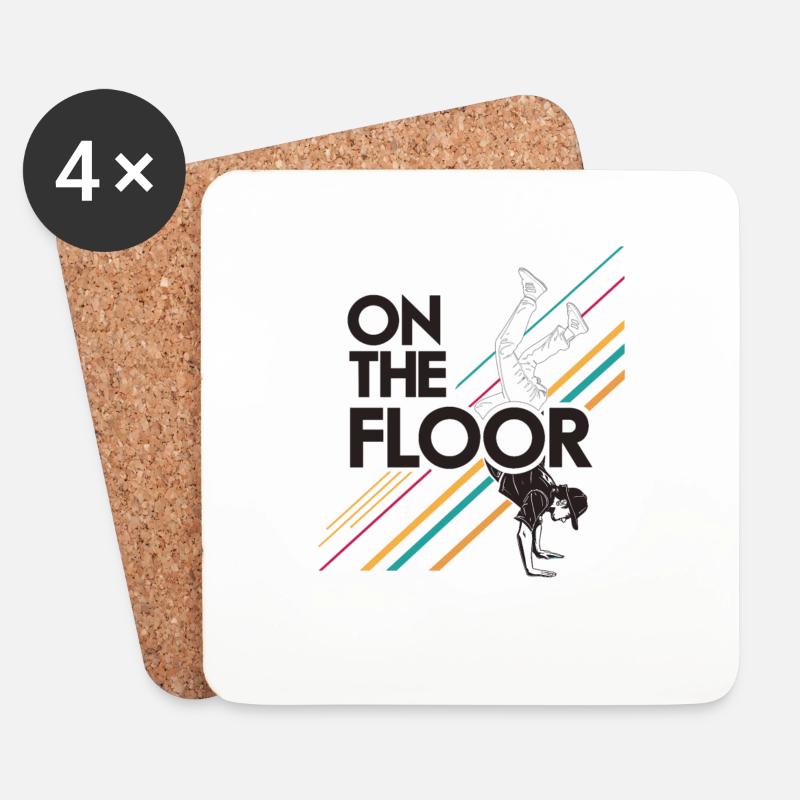 On The Floor – Cooles Breakdance Design - Untersetzer (4er-Set) - Weiß