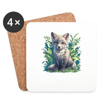 Renards gris Renard gris - Dessous de verre (lot de 4) - blanc - Devant
