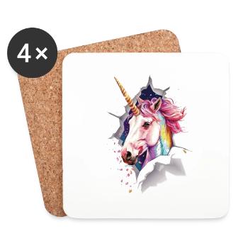 Einhorn - Untersetzer (4er-Set) - Weiß - Vorne