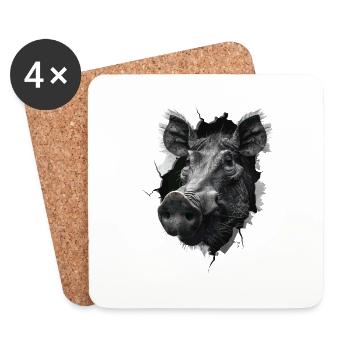 Warzenschwein - Untersetzer (4er-Set) - Weiß - Vorne