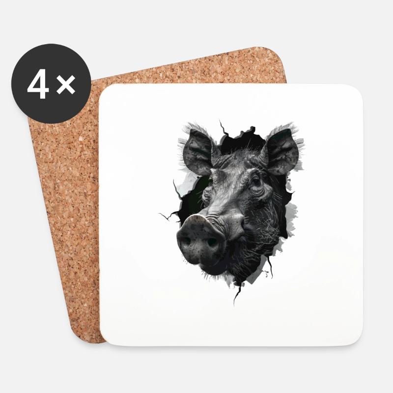 Warzenschwein - Untersetzer (4er-Set) - Weiß