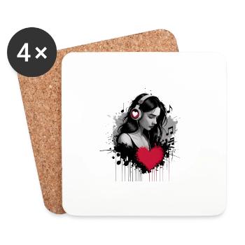 BONHEUR SONORE - Dessous de verre (lot de 4) - blanc - Devant