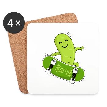Cucumber and skateboard - Coasters (set of 4) - white - Front