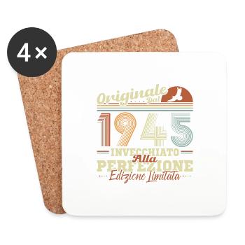 Cadeau d’anniversaire rétro original de 1945 - Dessous de verre (lot de 4) - blanc - Devant