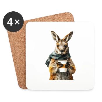 Wallaby Kaffee - Untersetzer (4er-Set) - Weiß - Vorne
