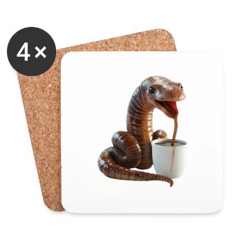 Wurm Kaffee - Untersetzer (4er-Set) - Weiß - Vorne