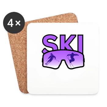 Ski - Dessous de verre (lot de 4) - blanc - Devant