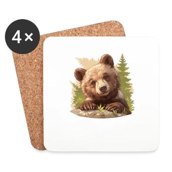 Grizzlis Ours grizzly - Dessous de verre (lot de 4) - blanc - Devant