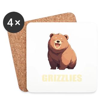 Grizzlis Ours grizzly - Dessous de verre (lot de 4) - blanc - Devant