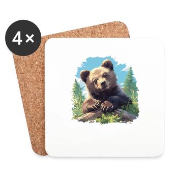 Grizzlis Ours grizzly - Dessous de verre (lot de 4) - blanc - Devant