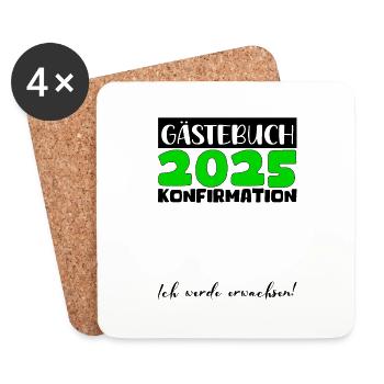 Konfirmation 2025 Gästebuch Deko Mädchen Jungen - Untersetzer (4er-Set) - Weiß - Vorne