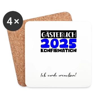 Confirmation 2025 Guestbook Decoration Girls Boys - Coasters (set of 4) - white - Front
