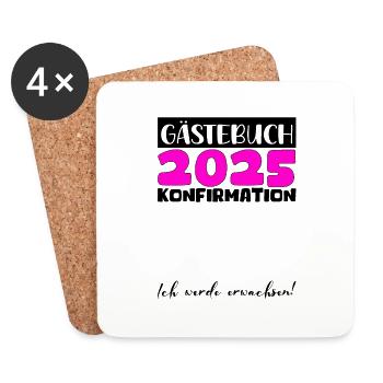 Confirmation 2025 Guest Book Decoration Girls Boys - Coasters (set of 4) - white - Front