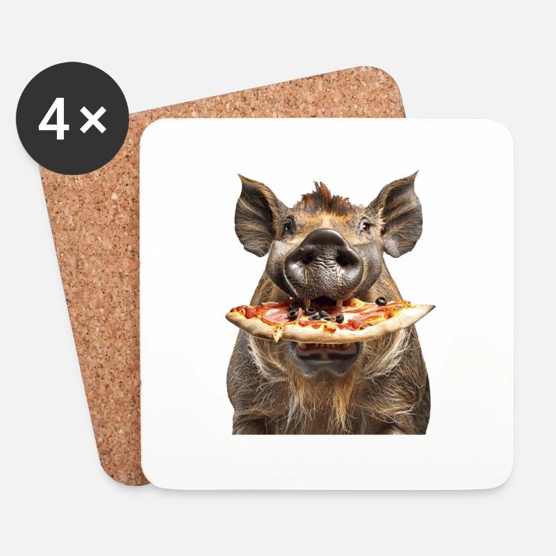 Warzenschwein - Untersetzer (4er-Set) - Weiß