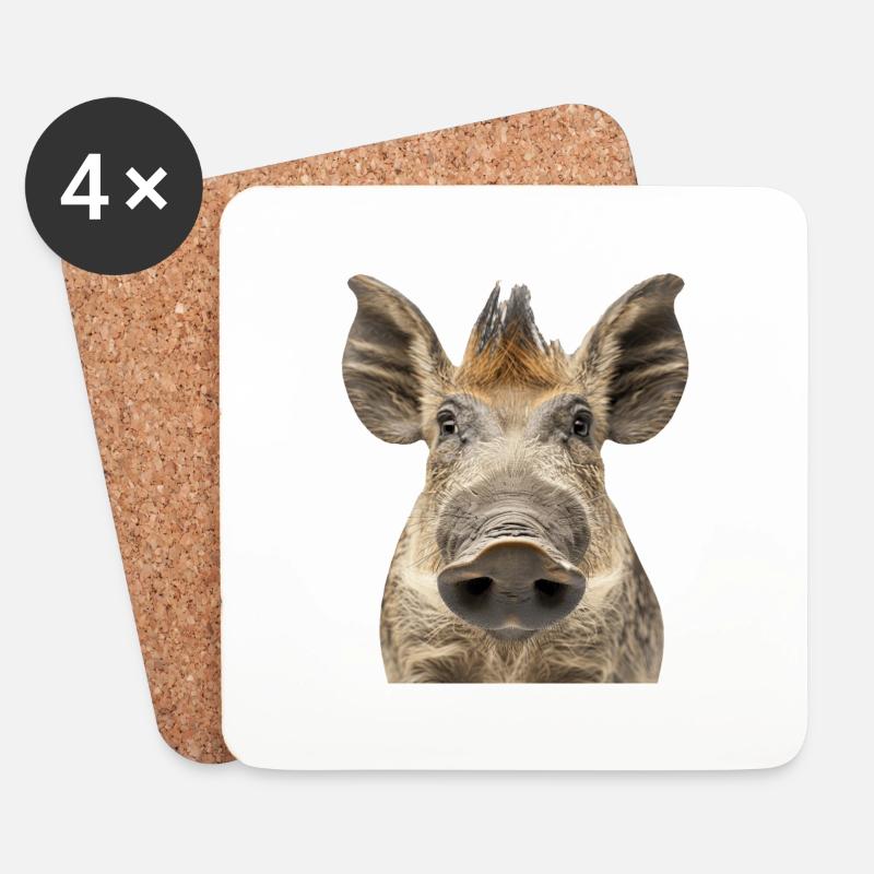 Warzenschwein - Untersetzer (4er-Set) - Weiß