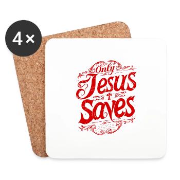 Jésus-Christ sauve le verset biblique, la foi, l’espérance - Dessous de verre (lot de 4) - blanc - Devant