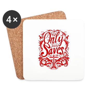 Jésus sauve les proverbes chrétiens Versets bibliques Foi - Dessous de verre (lot de 4) - blanc - Devant