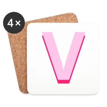 Pop und moderner rosa Buchstabe v - Untersetzer (4er-Set) - Weiß - Vorne