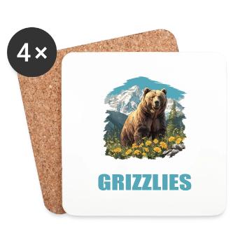 Grizzlis Ours grizzly - Dessous de verre (lot de 4) - blanc - Devant