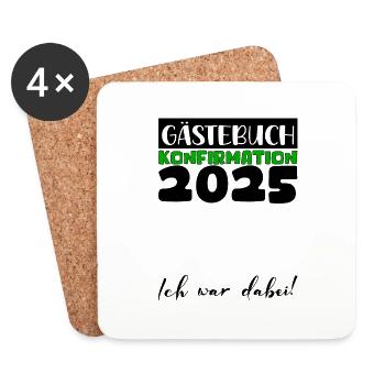 Konfirmation 2025 Gästebuch Deko Mädchen Jungen - Untersetzer (4er-Set) - Weiß - Vorne