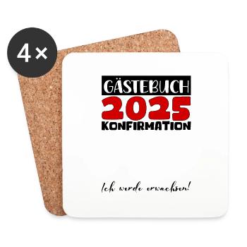 Confirmation 2025 Guestbook Decoration Girls Boys - Coasters (set of 4) - white - Front