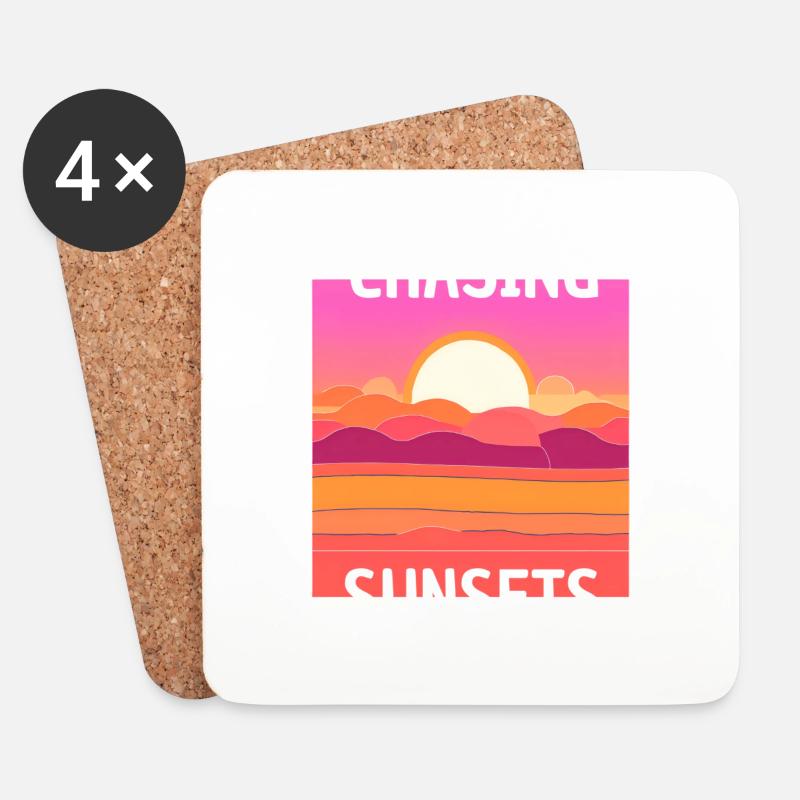 SUNSET DESIGN - Untersetzer (4er-Set) - Weiß