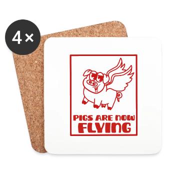 Pigs are now flying, rough times - Dessous de verre (lot de 4) - blanc - Devant