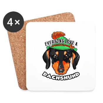 Everyone Love A Love Dachshund - Coasters (set of 4) - white - Front