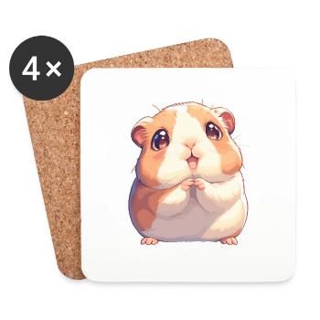 Meerschweinchen - Untersetzer (4er-Set) - Weiß - Vorne